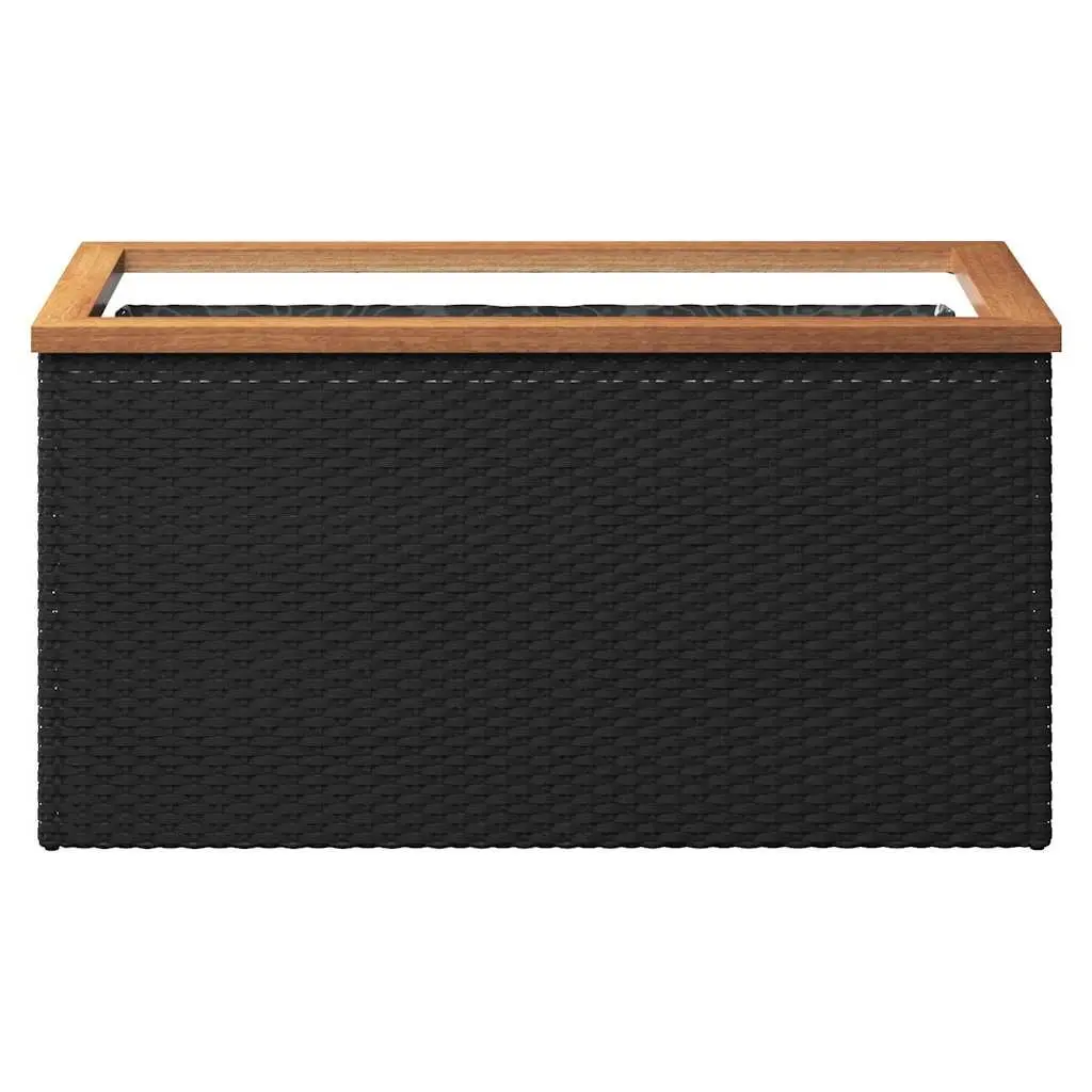 Planter Poly Rattan 80x40x40 cm Black Garden Raised Bed Flower Box Outdoor