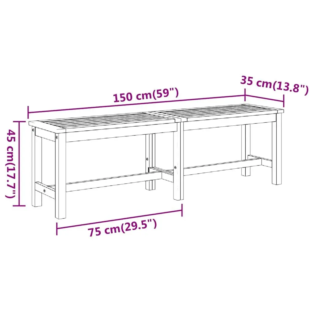 Garden Bench Solid Acacia Wood 150x35x45 cm Brown