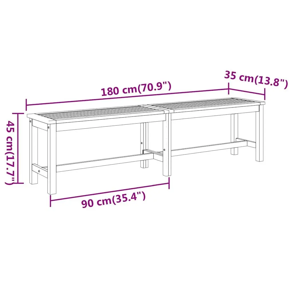 Brown Solid Wood Acacia Garden Bench 180cm