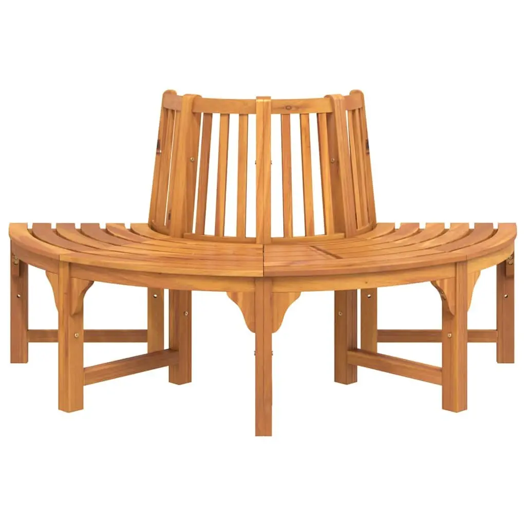 Solid Eucalyptus Half Round Tree Bench Ø160cm Brown