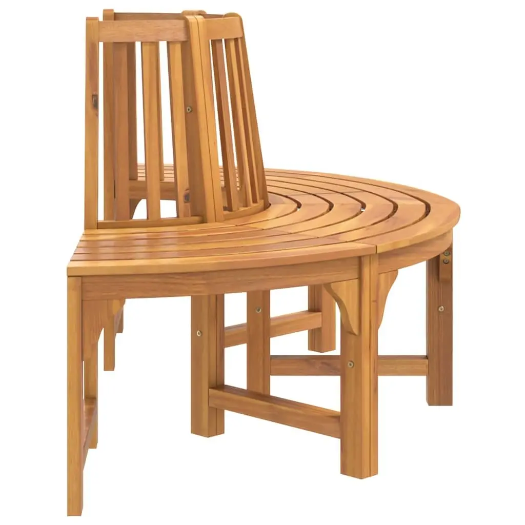 Solid Eucalyptus Half Round Tree Bench Ø160cm Brown