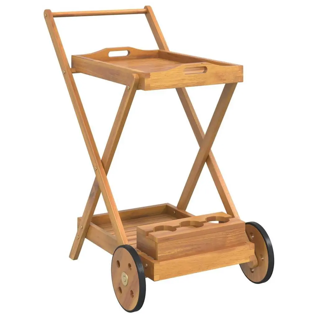 Tea Trolley Solid Acacia Wood 54x87x90cm Brown 2-Tier