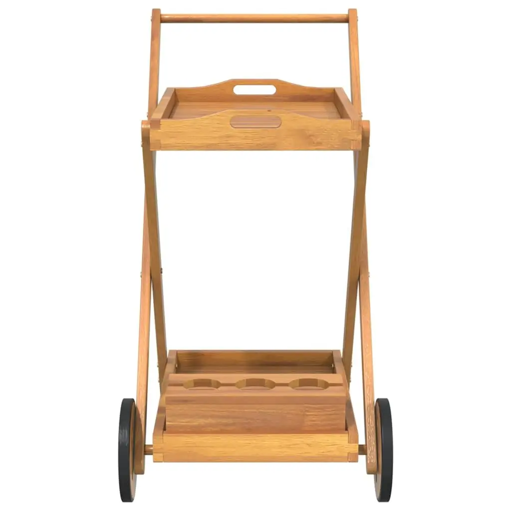Tea Trolley Solid Acacia Wood 54x87x90cm Brown 2-Tier
