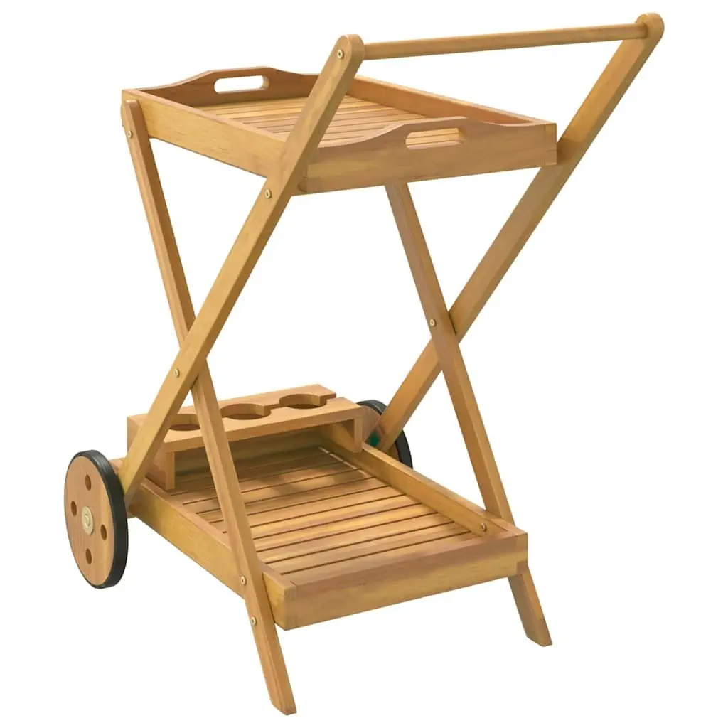 Tea Trolley Solid Acacia Wood 54x87x90cm Brown 2-Tier