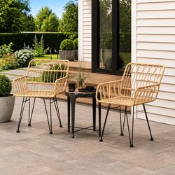 Stylish 2-Piece Outdoor Garden Chairs with Armrest