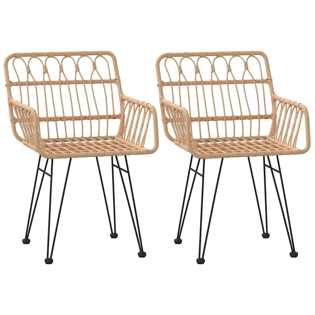 2-Piece Outdoor Garden Chairs with Armrest