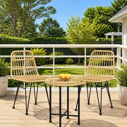 Stylish Brown Rattan Garden Chairs 2-Piece Set