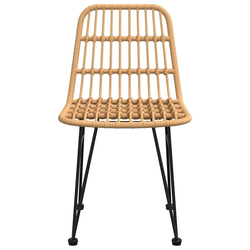 Garden Chairs PE Rattan Steel 48 x 62 x 84 cm Brown 2 Piece Set