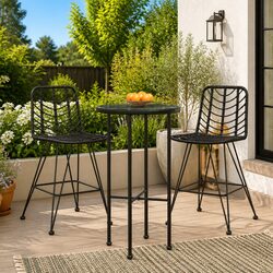 Durable Outdoor Bar Stools Set of 2 Black High Chairs