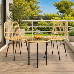Stylish 50cm Round Outdoor Dining Table with Glass Top