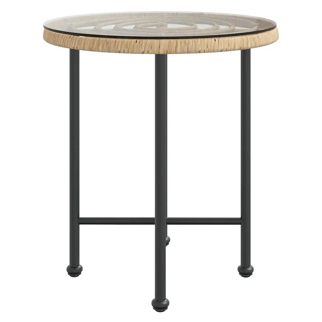 50cm Round Outdoor Dining Table with Glass Top