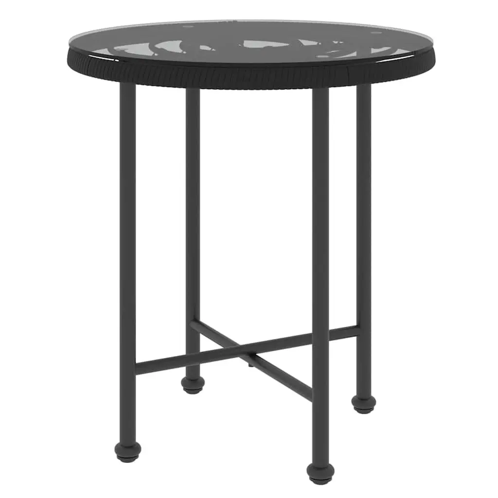 Round 50 cm Black Glass Dining Table for Outdoor Use