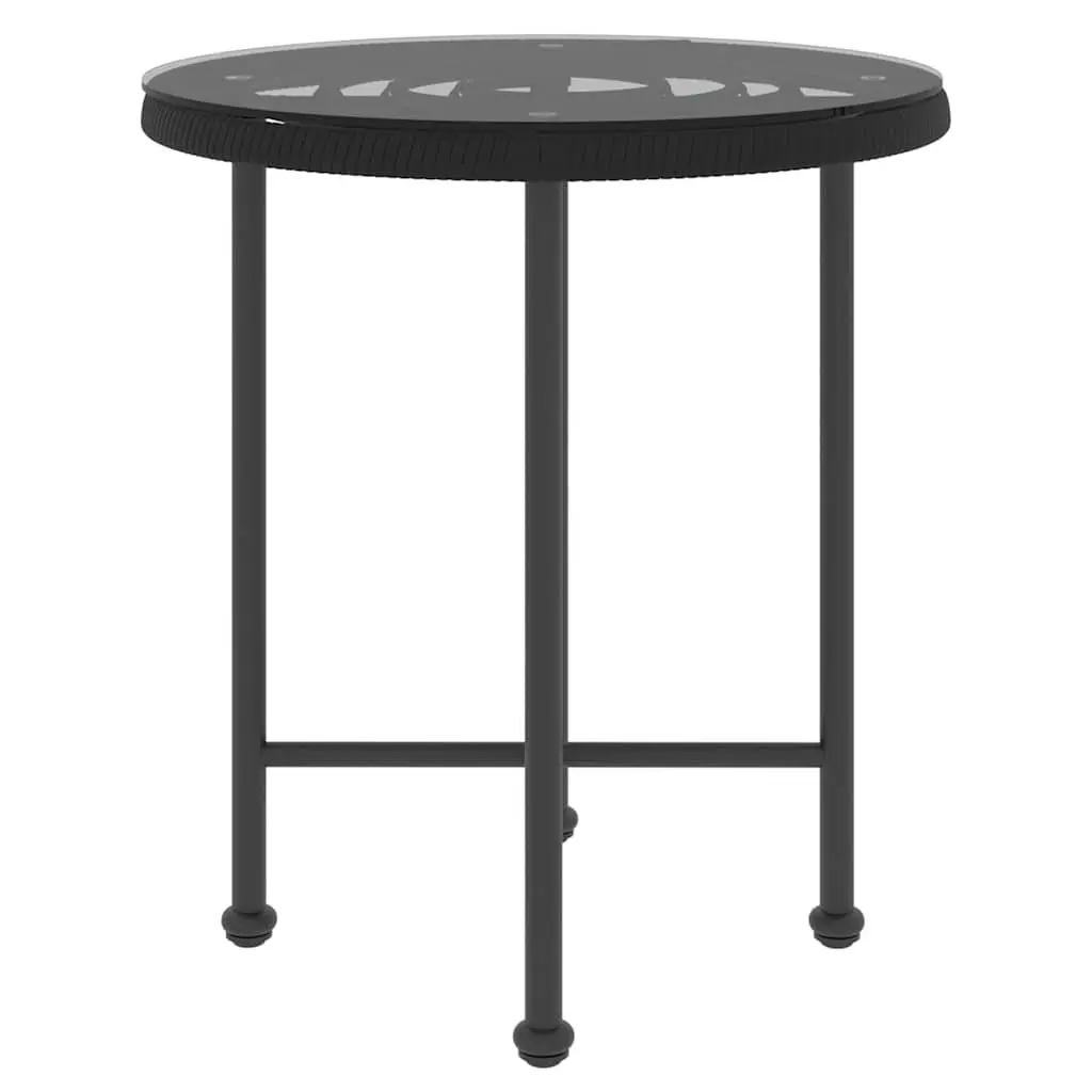 Round 50 cm Black Glass Dining Table for Outdoor Use