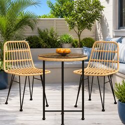 55cm Tempered Glass Top Outdoor Dining Table with Steel Frame
