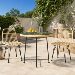 Round Dining Table 80cm with Tempered Glass and Steel Frame