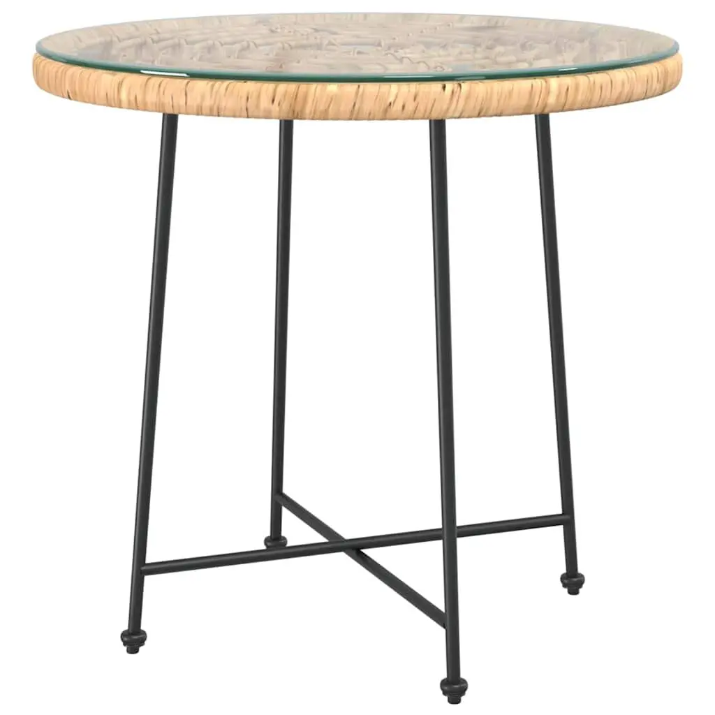 Round Dining Table 80cm with Tempered Glass and Steel Frame