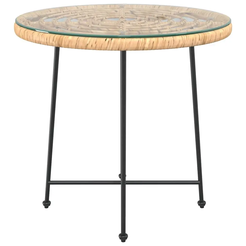 Round Dining Table 80cm with Tempered Glass and Steel Frame