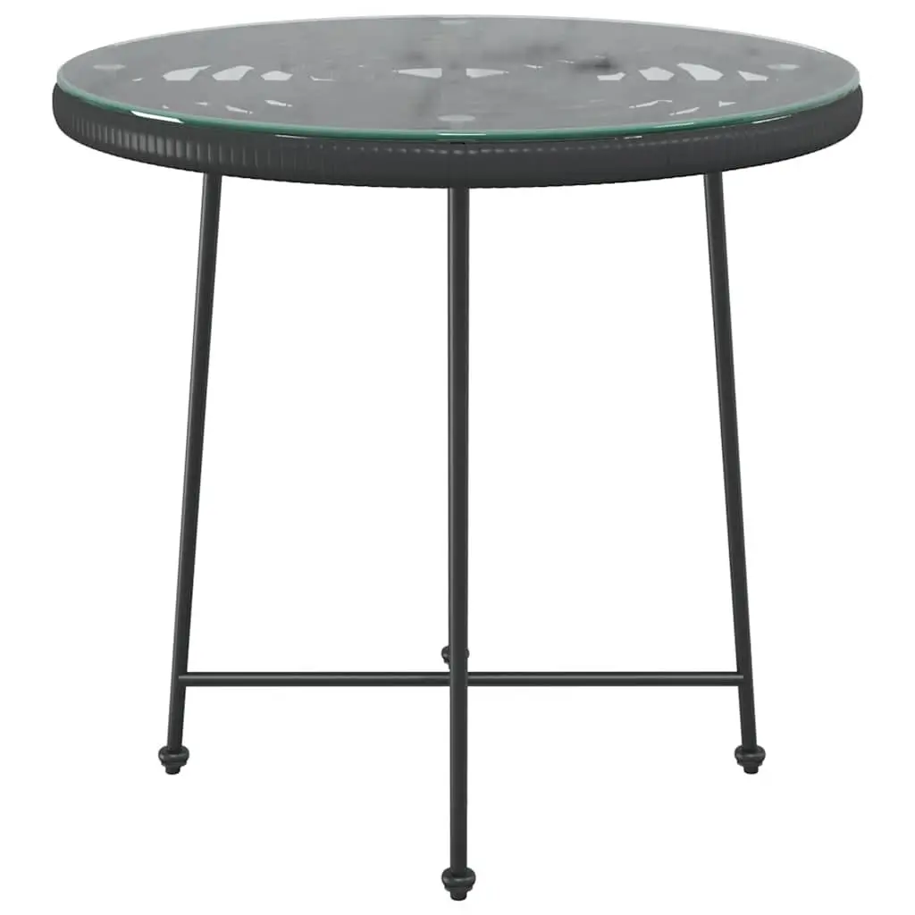 Round Black Tempered Glass Outdoor Dining Table