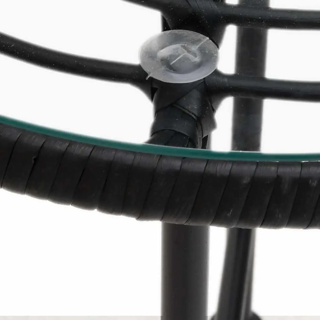 Round Black Tempered Glass Outdoor Dining Table
