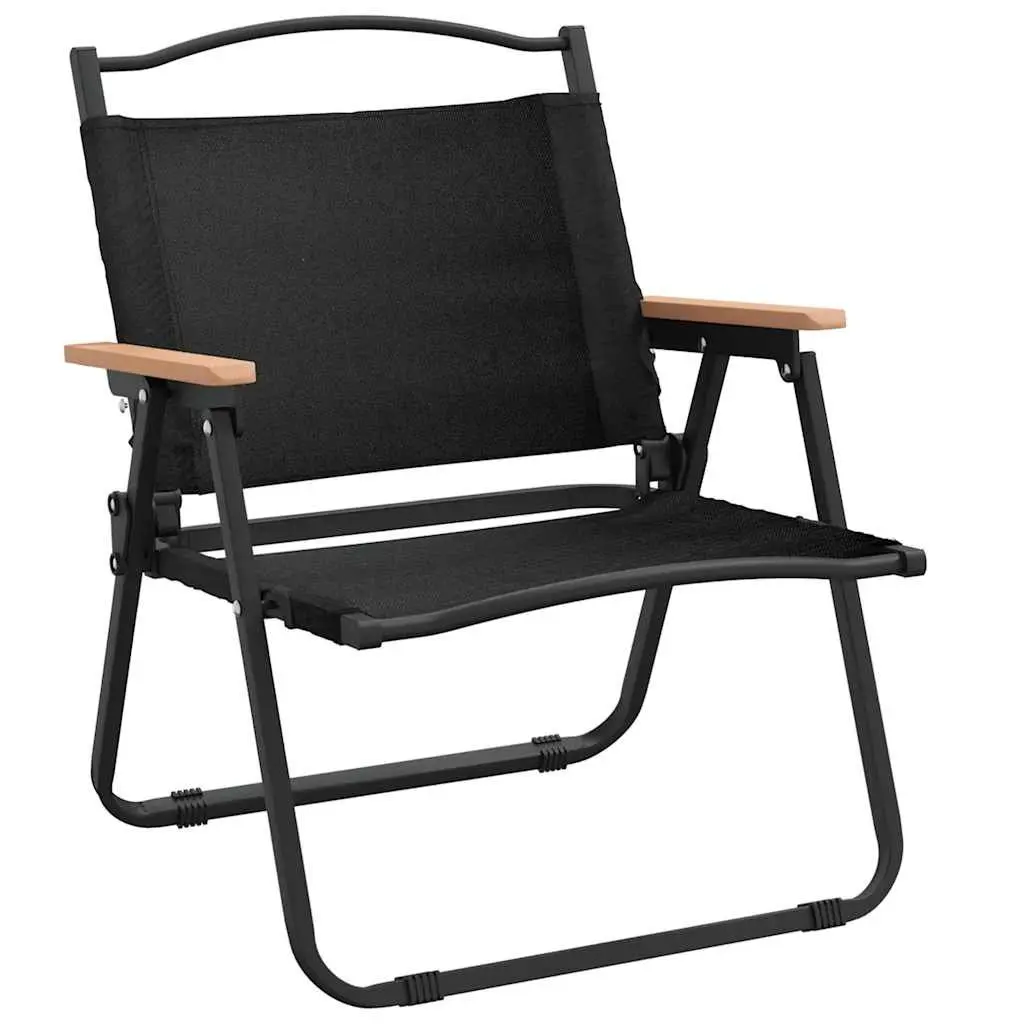 Camping Chairs Oxford Fabric Black 2 Piece Folding Outdoor Picnic Garden Beach Seating