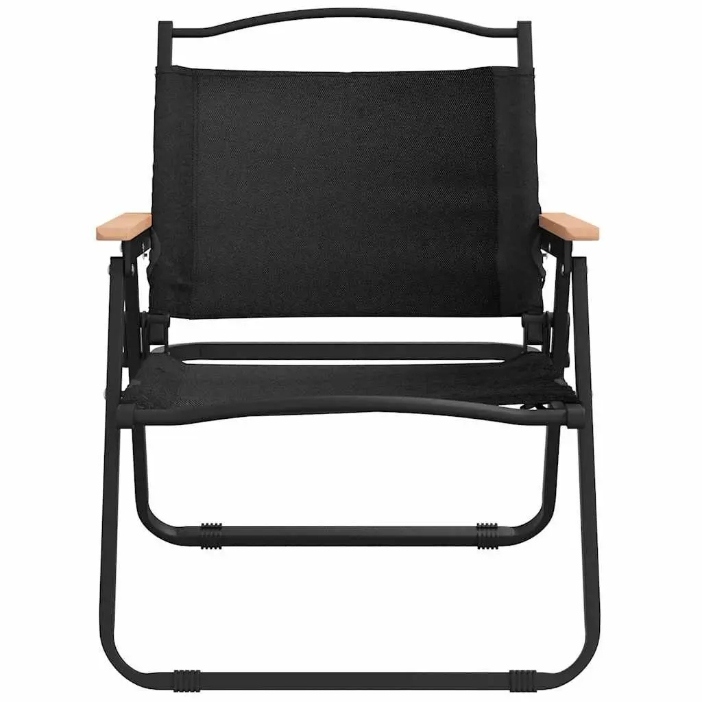 Camping Chairs Oxford Fabric Black 2 Piece Folding Outdoor Picnic Garden Beach Seating