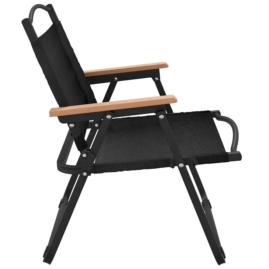 Camping Chairs Oxford Fabric Black 2 Piece Folding Outdoor Picnic Garden Beach Seating