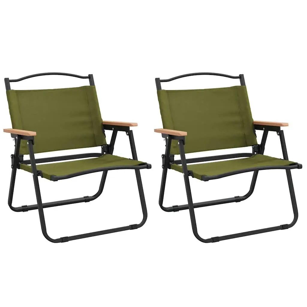Folding Camping Chairs 2 pcs Green for Outdoor Use