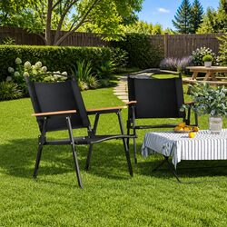 Portable Folding Outdoor Camping Chairs, Black, 2 pcs