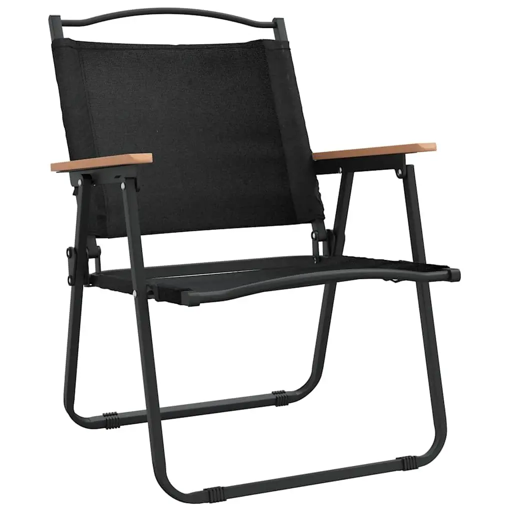 Portable Folding Outdoor Camping Chairs, Black, 2 pcs