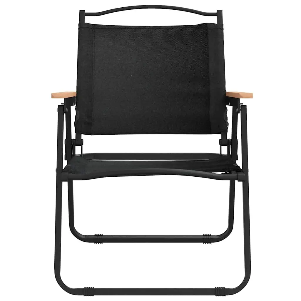 Portable Folding Outdoor Camping Chairs, Black, 2 pcs