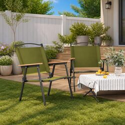 Folding Green Camping Chair with Sturdy Design