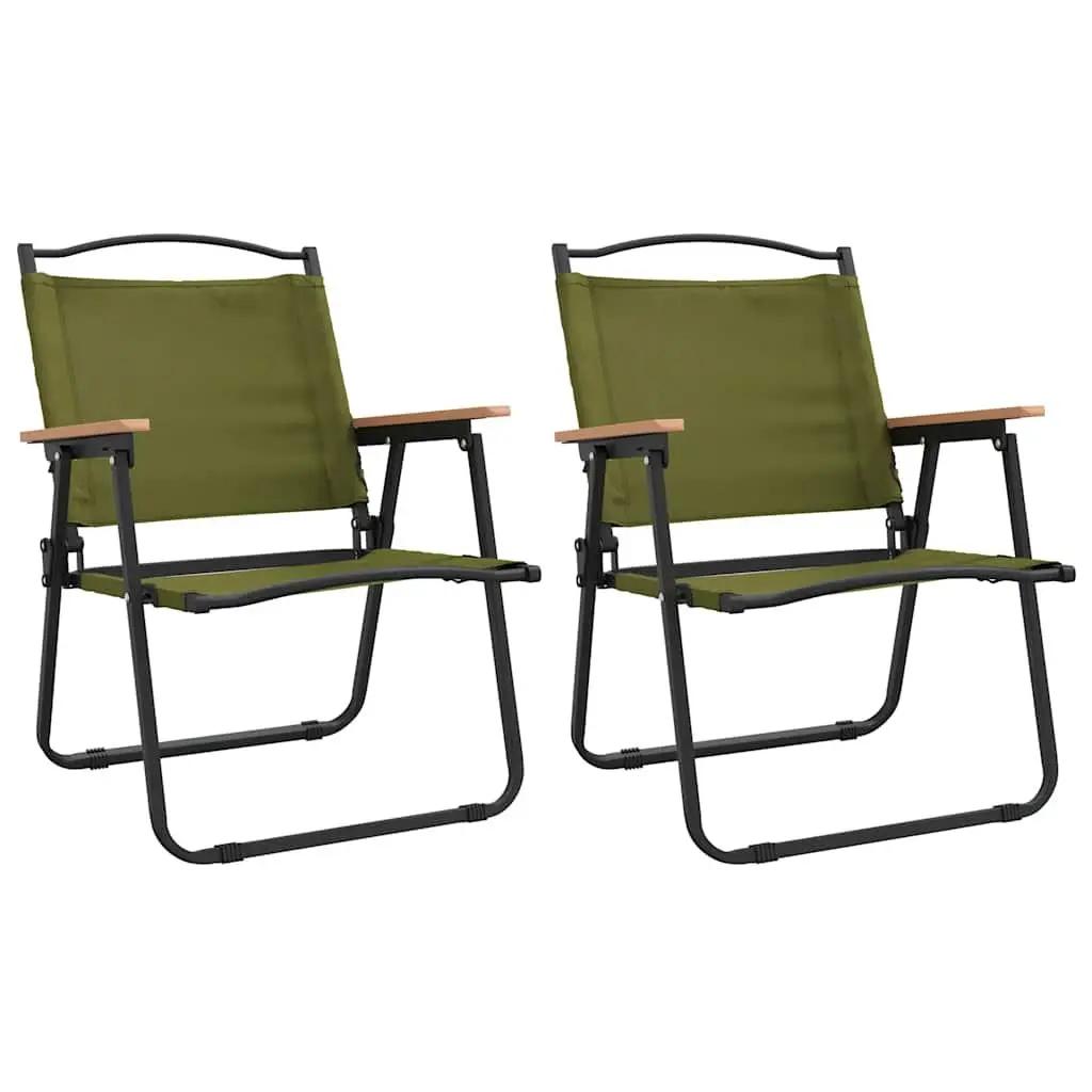 Camping Chair Oxford Fabric Green Folding Portable 2 Piece