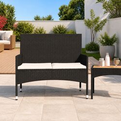 Sturdy 2-Seater Garden Bench with Cushions for Outdoor Use