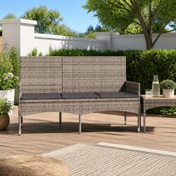 3-Seater Garden Bench with Cushions - Durable Grey Rattan