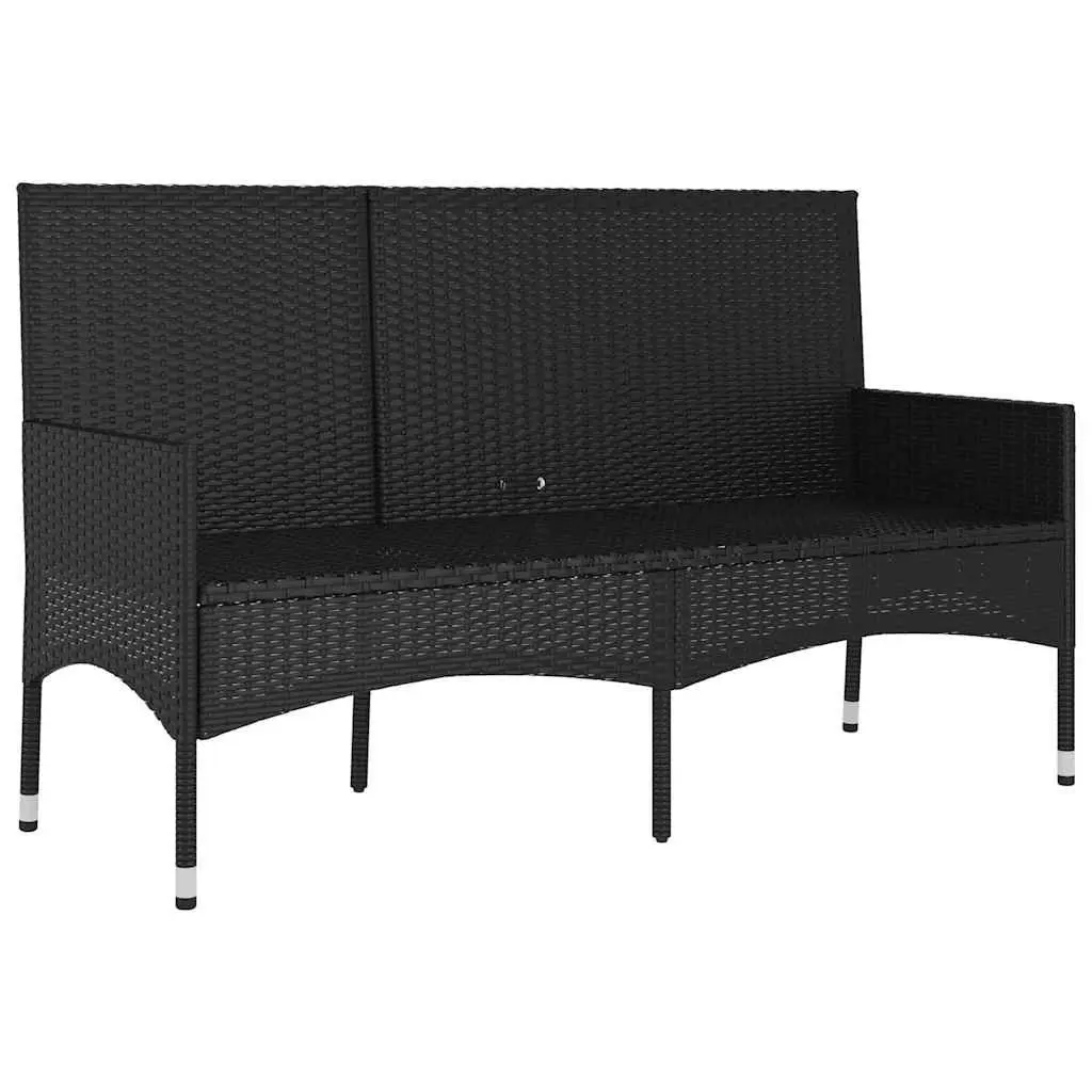 3-Seater Outdoor Garden Bench in Black Poly Rattan