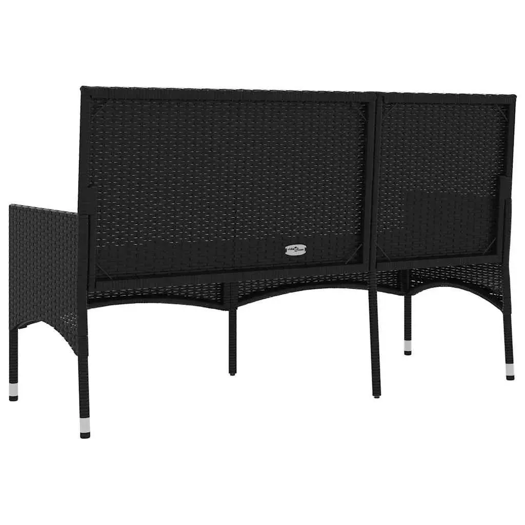 3-Seater Outdoor Garden Bench in Black Poly Rattan