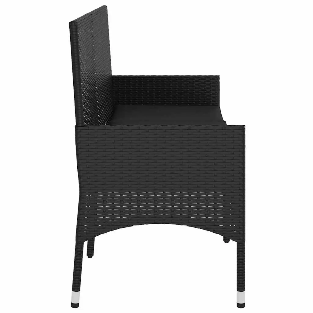 3-Seater Outdoor Garden Bench in Black Poly Rattan