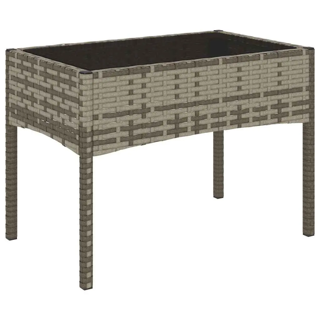 4-Piece Grey Poly Rattan Garden Lounge Set with Cushions