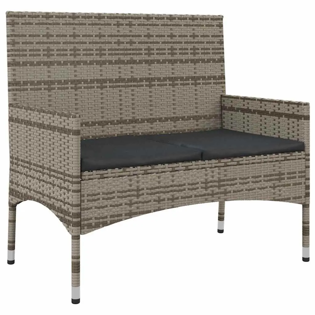 4-Piece Grey Poly Rattan Garden Lounge Set with Cushions