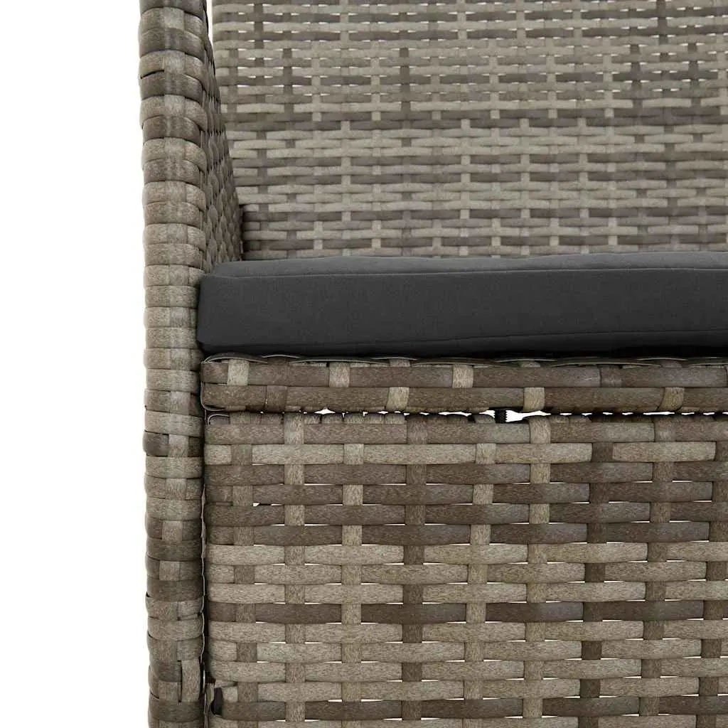4-Piece Grey Poly Rattan Garden Lounge Set with Cushions