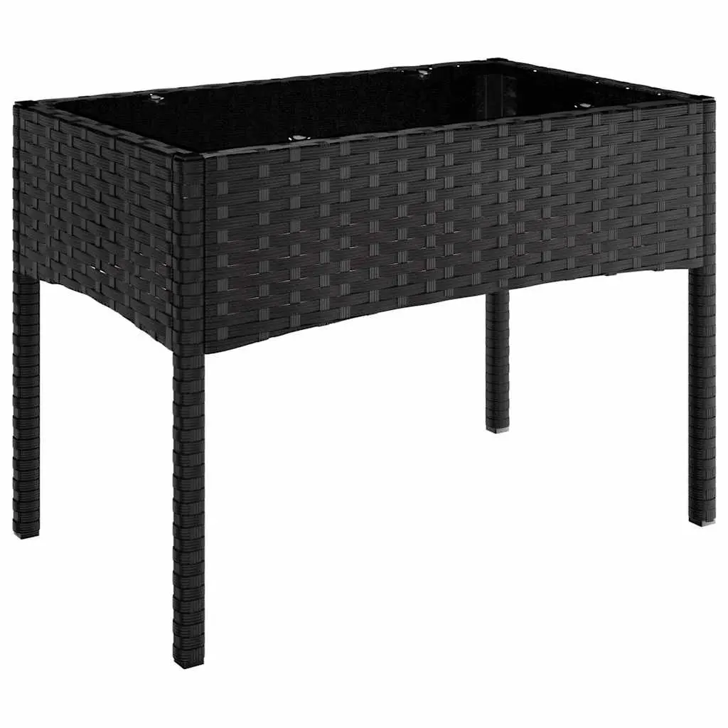 4 Piece Outdoor Garden Lounge Set in Black Poly Rattan