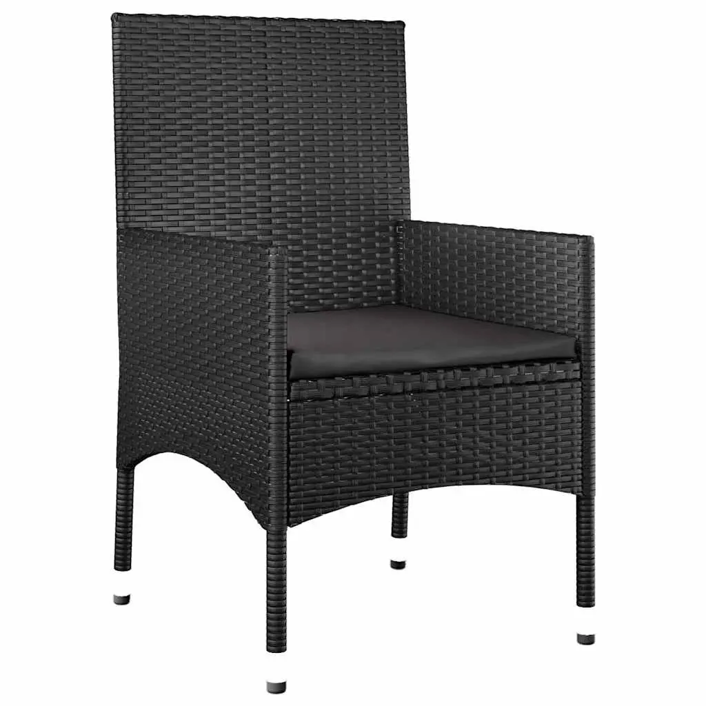 4 Piece Outdoor Garden Lounge Set in Black Poly Rattan