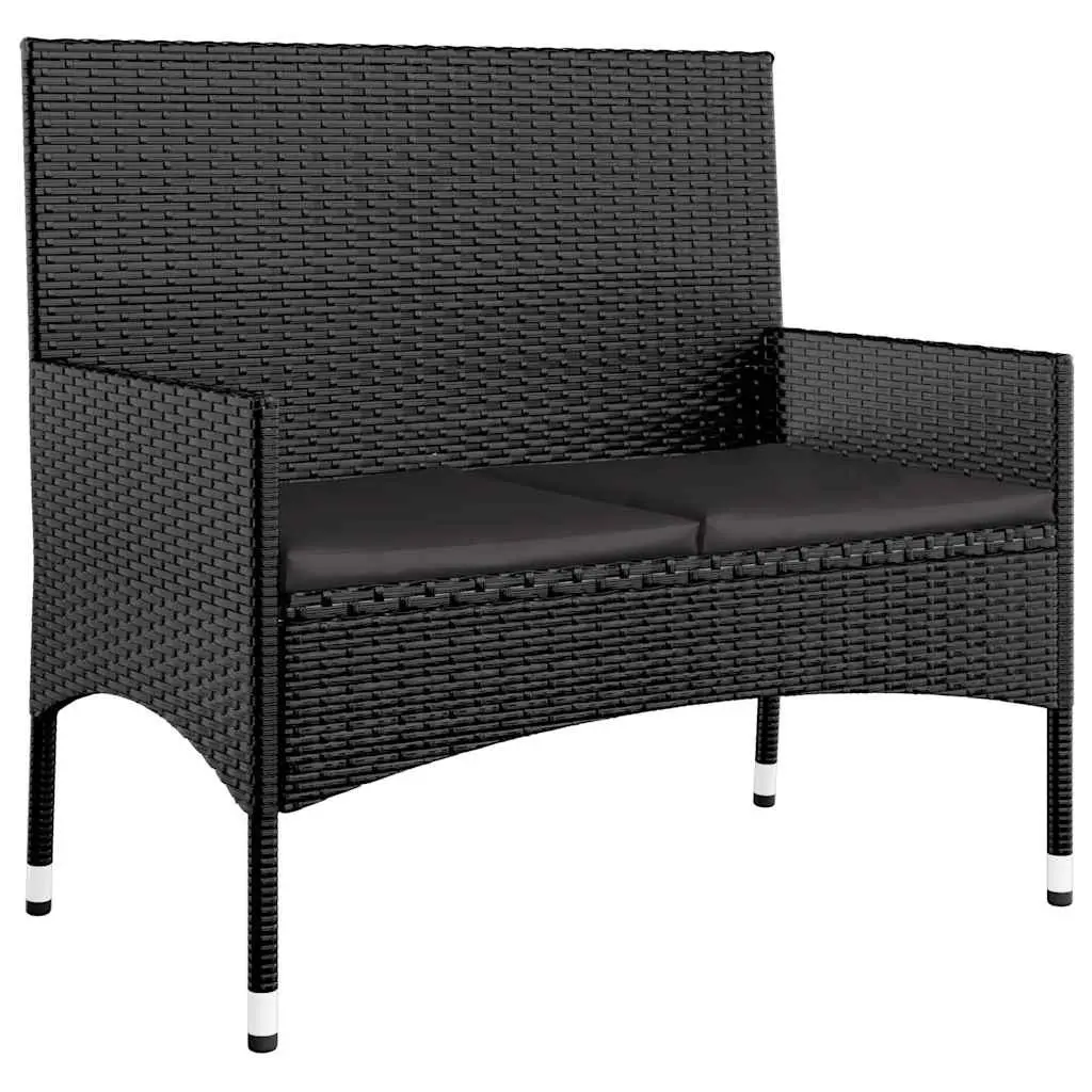 4 Piece Outdoor Garden Lounge Set in Black Poly Rattan