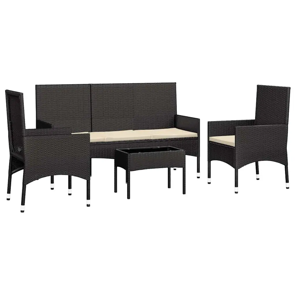 Black Poly Rattan 4 Piece Garden Lounge Set