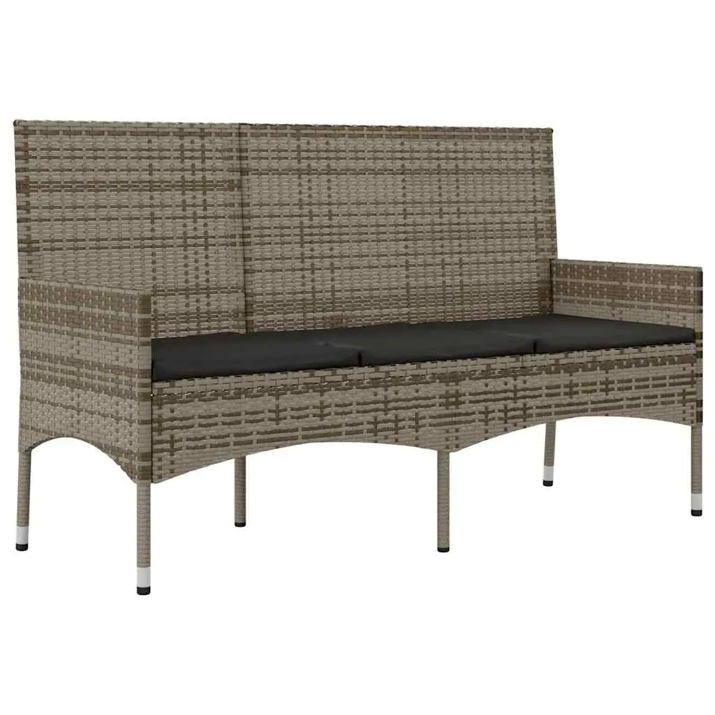 Garden Lounge Set Poly Rattan 4 Piece Grey Outdoor Furniture with Cushions