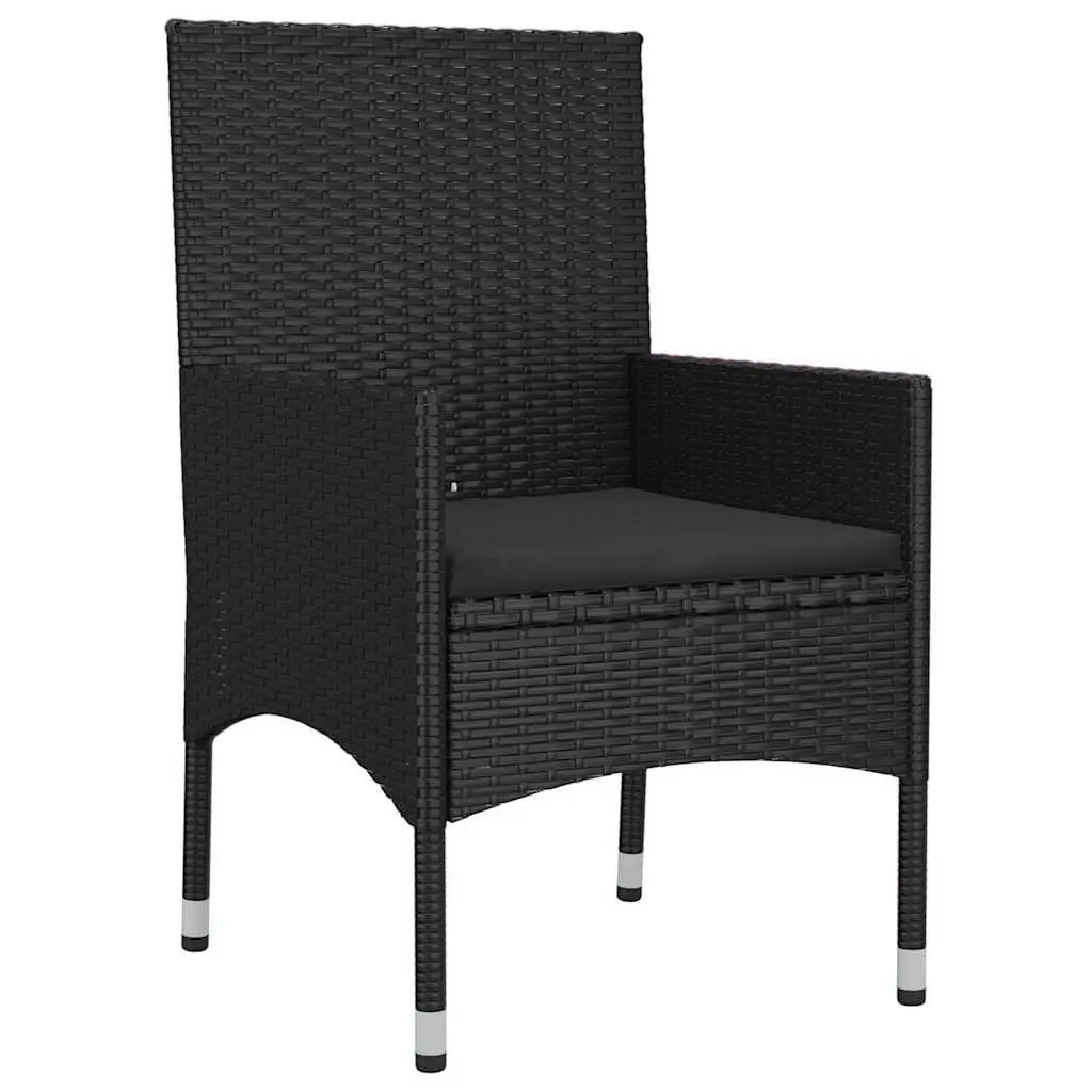 4 Piece Garden Lounge Set Poly Rattan Black with Cushions