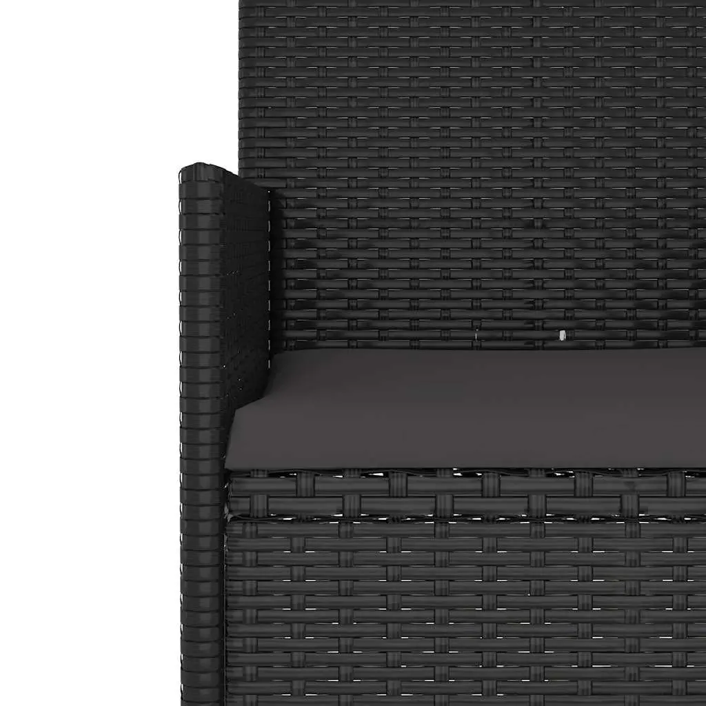 4 Piece Garden Lounge Set Poly Rattan Black with Cushions