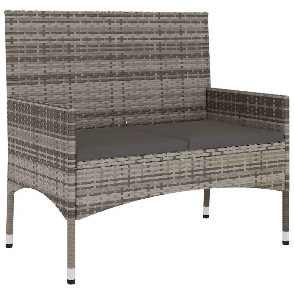 Garden Lounge Set Poly Rattan 6 Piece Outdoor Furniture Grey with Cushions