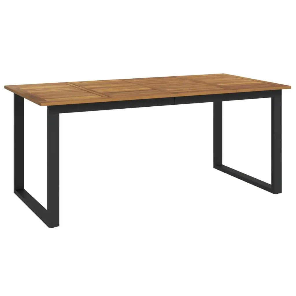 Solid Acacia Wood Garden Dining Table with U-shaped Legs
