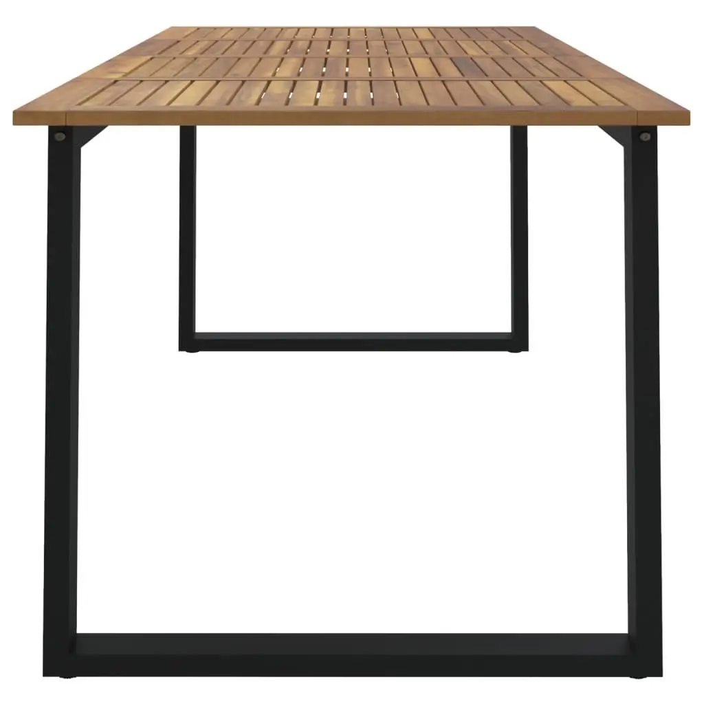 Solid Acacia Wood Garden Dining Table with U-shaped Legs